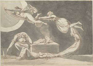 Trollingscene med en heks ved alteret, 1779. av Füssli