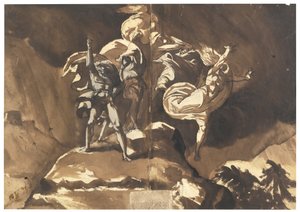 Heksene flyter over Macbeth og Banquo av Füssli