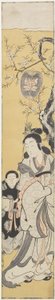 Xiwangmu (Queen Mather of the West) og Attendant, ca. 1764 (farget treblokktrykk) av Fusanobu Tomikawa