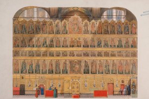 Ikonostasen i Assumption-katedralen i Kreml i Moskva av Fyodor Solntsev