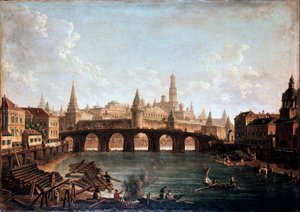 'Utsikt fra Moskva Kreml og Bolshoy Kamenny Bridge Greater Stone Bridge', 1810-tallet