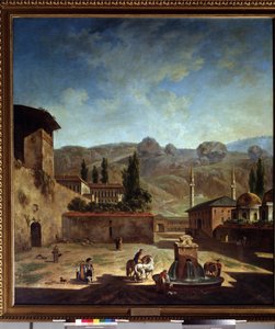 Vue de la ville de Bakhchisaray (Ukraina) (Utsikt over byen Bakhchisaray). Peinture de Fyodor Yakovlevich Alexeev (1753-1824). Huile sur toile