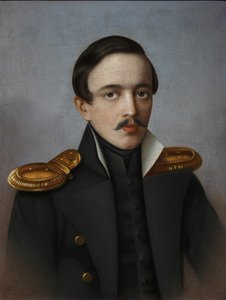 Portrett av poeten Mikhail Lermontov 1814-1841, 1887 av G.F. Krylov
