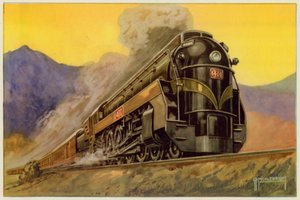 Canadian National Railway, Express Streamlined Locomotive No 6400, 4-8-4 (farge litho)