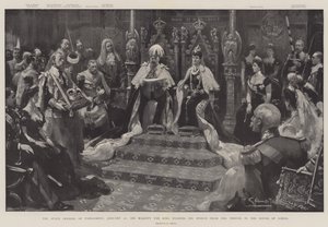 Statens åpning av parlamentet, 16. januar, Hans Majestet Kongen leser hans tale fra tronen i House of Lords