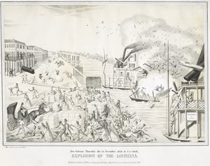 New Orleans torsdag 15. november 1849 klokken 5, Explosion of the Louisiana, ca. 1849 (kromolitografi) av G. (after) Tolti