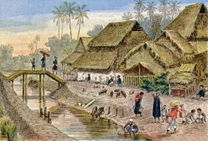 En annamesisk landsby, Fransk Indokina, ca. 1900 (illustrasjon)