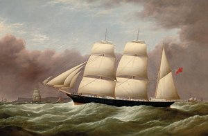 Barque Alfred Hawley utenfor Skerries på vei inn i Liverpool, 1860 av G. Dell