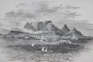 Cape Town sett fra Table Bay, Sør-Afrika, fra 