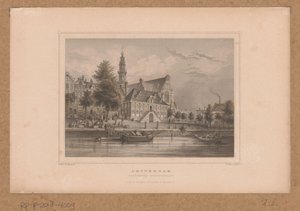 Utsikt over Westerkerk i Amsterdam fra Keizersgracht Amsterdam, Westerkerk Keizersgracht (tittel på objekt) av G. Hess