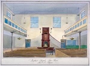 Innvendig utsikt over Lion Street Baptist Chapel, utenfor New Kent Road, Southwark, London, 1826 av G Yates