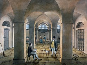 Innvendig utsikt i Horsemonger Lane Prison, Union Road, Southwark, London, c1826 av G Yates