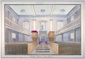 Innvendig utsikt over østenden av Holy Trinity Church, Newington, Southwark, London, 1826 av G Yates