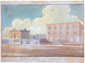 St Saviours arbeidshus og Rockingham Arms Inn, New Kent Road, Southwark, London, 1825 av G Yates