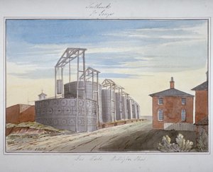 Utsikt over gassverk i Pocock Street, Southwark, London, 1826 av G Yates