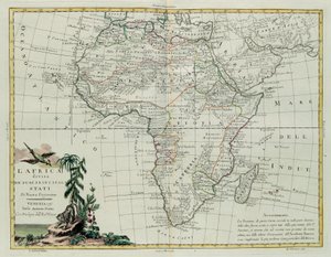 Afrika delt inn i sine hovedstater, gravering av G. Zuliani hentet fra Tome I of the Newest Atlas publisert i Venezia i 1776 av Antonio Zatta, Private Collection av G. Zuliani