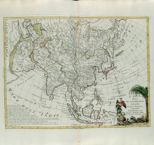 Asia delt inn i sine hovedstater, gravering av G. Zuliani hentet fra Tome I of the Newest Atlas publisert i Venezia i 1777 av Antonio Zatta, Private Collection av G. Zuliani