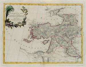 Asiatisk Tyrkia, inkludert Antolia, Georgia, Armenia, Kurdestan, Diarbec, Irak-Arabi, Syria, gravering av G. Zuliani hentet fra Tome IV av "Newest Atlas" publisert i Venezia i 1784 av Antonio Zatta, privat samling