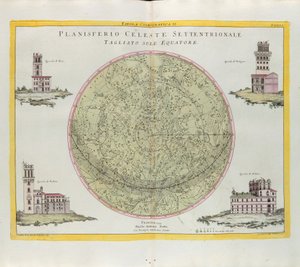 Cosmographic Table of the Northern Celestial Planisphere skåret ved ekvator, gravering av G. Zuliani hentet fra Tome I of the Newest Atlas publisert i Venezia i 1777 av Antonio Zatta av G. Zuliani