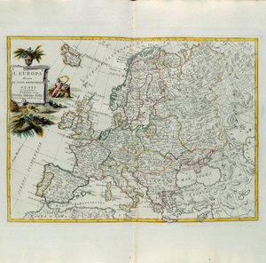 Europa delt inn i sine hovedstater, gravering av G. Zuliani hentet fra Tome I of the Newest Atlas publisert i Venezia i 1776 av Antonio Zatta, Private Collection av G. Zuliani
