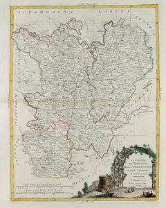 Styringer av Bourgogne, Franca Contea og Lyons, gravering av G. Zuliani hentet fra Tome I of the Newest Atlas publisert i Venezia i 1777 av Antonio Zatta, Privat samling av G. Zuliani