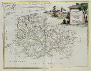 Styringer av Fransk Flandern, Artois, Picardie og Boulonois, gravering av G. Zuliani hentet fra Tome I of the Newest Atlas publisert i Venezia i 1776 av Antonio Zatta, Private Collection