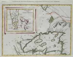 Land of the Ottawa og Kilistine Indians rundt Lake Superior og et supplement fra østlige Florida, gravering av G. Zuliani hentet fra Tome I av "Newest Atlas" publisert i Venezia i 1778 av Antonio Zatta, Private Collection av G. Zuliani