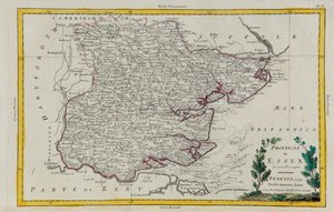 Province of Essex, gravering av G. Zuliani hentet fra Tome I av "Newest Atlas" utgitt i Venezia i 1779 av Antonio Zatta, Private Collection av G. Zuliani