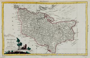 Provinsen Kent, gravering av G. Zuliani hentet fra Tome I av "Newest Atlas" utgitt i Venezia i 1779 av Antonio Zatta, Private Collection av G. Zuliani