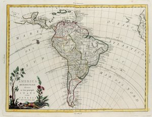 Sør-Amerika delt inn i sine hovedstater, gravering av G. Zuliani hentet fra Tome IV av "Newest Atlas" utgitt i Venezia av Antonio Zatta, Private Collection av G. Zuliani
