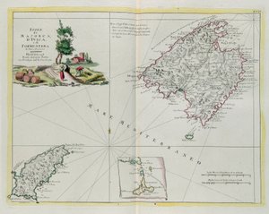 Øyene Mallorca, Ivica og Formentera, gravering av G. Zuliani hentet fra Tome I av "Newest Atlas" publisert i Venezia i 1778 av Antonio Zatta, Private Collection