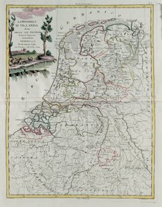 Republikken Holland delt inn i sine provinser, gravering av G. Zuliani hentet fra Tome I of the Newest Atlas publisert i Venezia i 1776 av Antonio Zatta, Private Collection av G. Zuliani