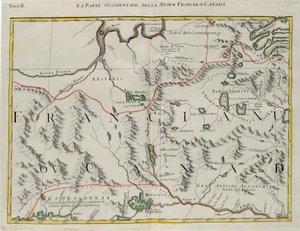 Den vestlige delen av New France eller Canada, gravering av G. Zuliani hentet fra Tome I av "Newest Atlas" utgitt i Venezia i 1778 av Antonio Zatta, Private Collection av G. Zuliani