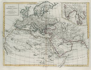 Verden kjent for de gamle, gravering av G. Zuliani hentet fra Tome IV av det nyeste atlas utgitt i Venezia i 1785 av Antonio Zatta, privat samling av G. Zuliani