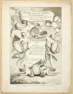 Figur (recto og verso), fra Premier livre de figures d'Academies gravert delvis av professorene ved Royal Academy av Gabriel Huquier