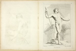Figur (recto og verso), fra Second book of figures of Academies gravert delvis av professorene ved Royal Academy av Gabriel Huquier