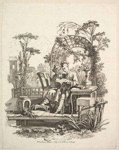 Mann og kvinne som leser, ca. 1742.