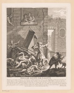 Forstyrrelse av orgelspill av gatehunder Serenade donnée par Ragotin (tittel på objekt) Scener fra Scarrons Roman Comique (serietittel)