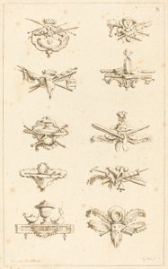 Design for Tail-Pieces: pl. 8 av Gabriel Huquier after Claude Gillot