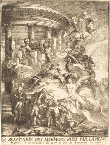 Allegori om ekteskapene som ble inngått av byen Paris ved fødselen av hertugen av Burgund av Gabriel Jacques de Saint Aubin