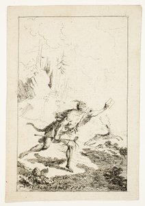 Messenger sendt til M. Saint-Denis, av M. Belle-Isle, fange, plate tre fra Les Nouveaux Voyages aux Indes Occidentales av Gabriel Jacques de Saint Aubin