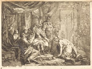 Forsoning mellom Absalom og David av Gabriel Jacques de Saint Aubin