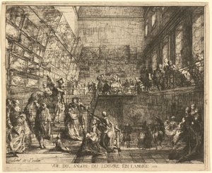 Utsikt over Salon du Louvre i år 1753 av Gabriel Jacques de Saint Aubin