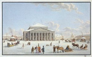 Utsikt over Bolshoi Theatre i St Petersburg, tidlig på 1800-tallet. av Gabriel Ludwig Lory the Elder