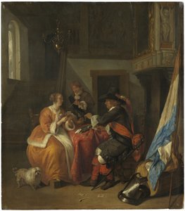 Et kortspill, ca. 1655-9 av Gabriel Metsu