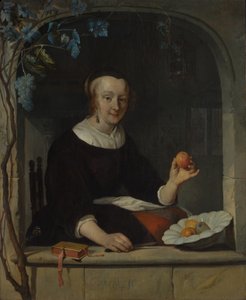 En kvinne som sitter ved et vindu, tidlig på 1660-tallet. av Gabriel Metsu