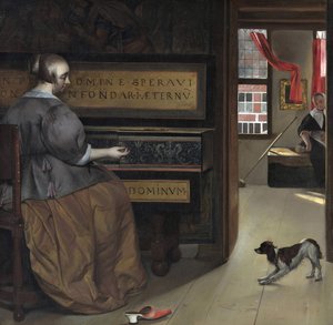Cembalo-dame, ca. 1665 (olje på lerret)