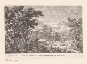 Kristus og Emmaus Landskap med bibelske scener (serietittel) av Gabriel Perelle