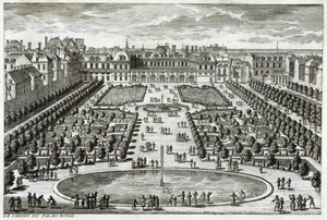 Utsikt over Parc du Palais Royal i Paris. Gravering av Perelle, slutten av 1600-tallet. av Gabriel Perelle