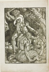 Hercules, Two Satyrs, and a Woman, tallerken to fra The Labors of Hercules